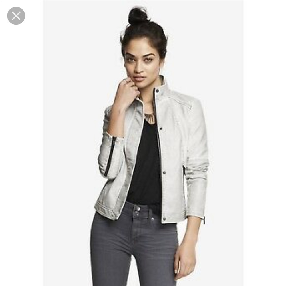 Express Minus The Leather Gray/Black Moto Jacket S